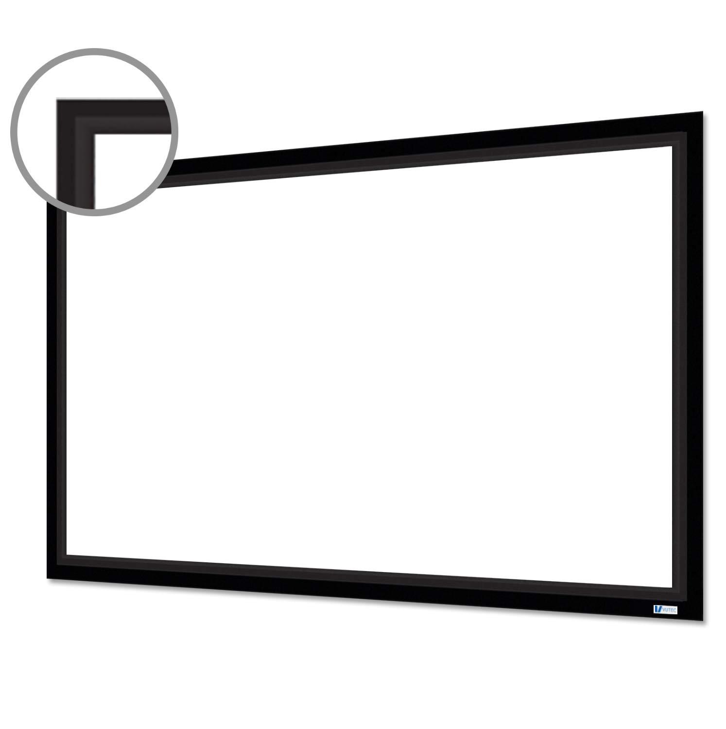 V Vutec Vutec Vu-Easy Wall Mount Projector Screen 103In Diag 16:9 | 2 1/2In Black Velvet Frame Anti-Crease Movie Home Theater Cinema High Performance |USA Made | Easy Install (Rear-Vu)
