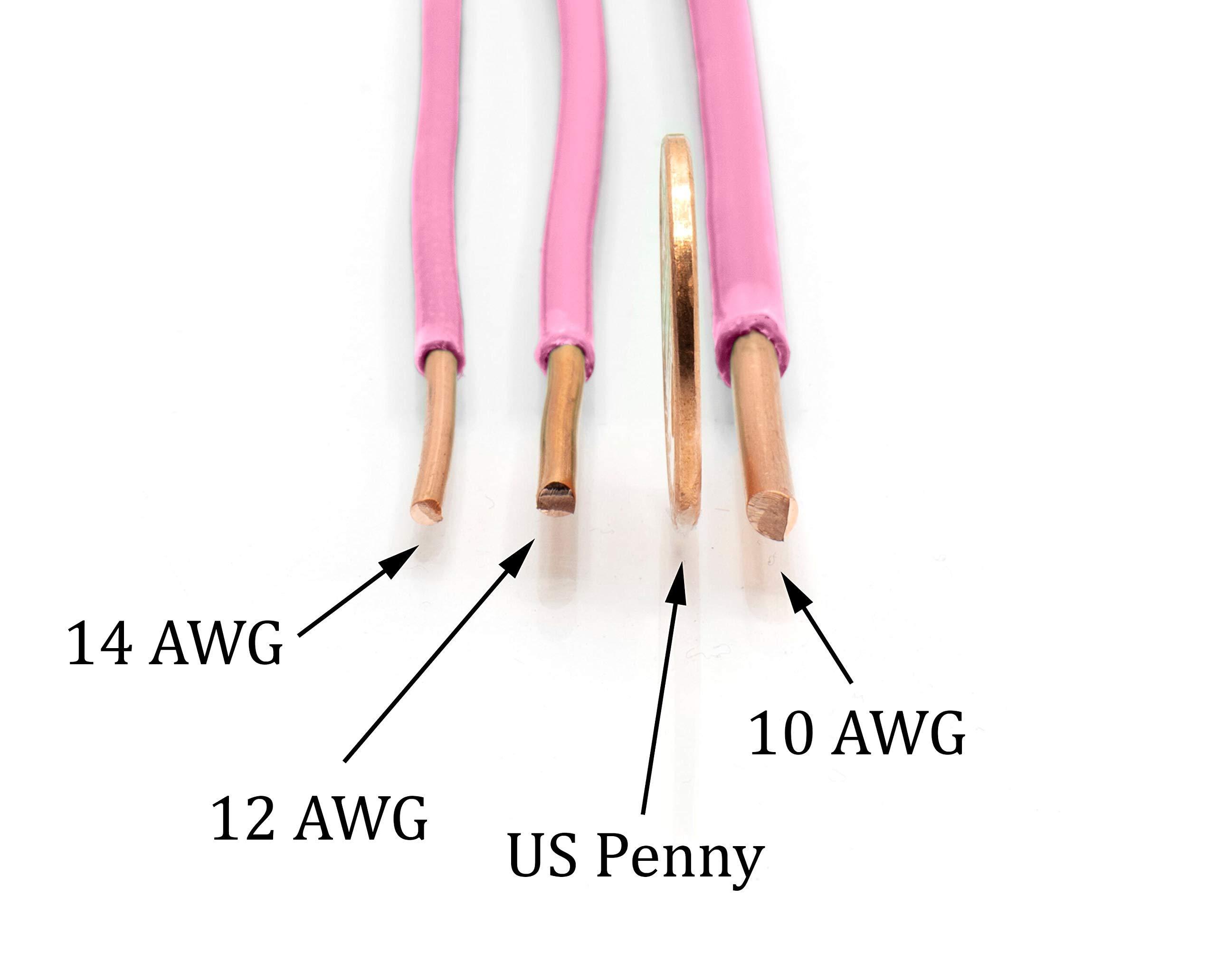 THE CIMPLE CO THE CIMPLE CO 10 Feet (3 Meter) - Insulated Solid Copper THHN/THWN Wire - 14 AWG, Made in The USA, Residential, Commerical, Industrial, Grounding, Electrical Rated for 600 Volts - in Pink