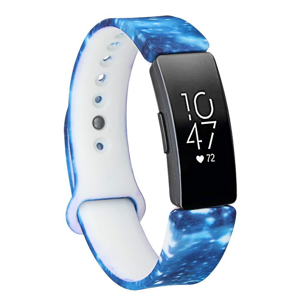 RuenTech Bands Compatible with Fitbit Inspire 2 Band Replacement Soft Silicone Wristband Pattern Printed Strap for Inspire 2 Bands Women/Men (Multicolor-3pcs B)