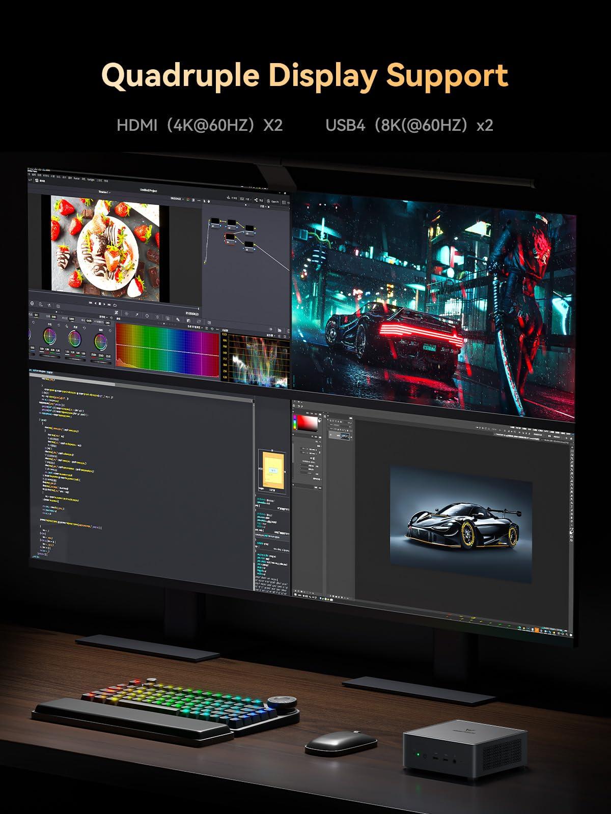 MINISFORUM MINISFORUM Venus Series UM790 Pro Mini PC AMD Ryzen 9 7940HS(8C/16T, up to 5.2GHz) 64GB DDR5 1TB PCIe4.0 SSD Micro PC, 2xUSB4(DP|8K)/ 2xHDMI(4K)/ BT5.2/ 4xUSB3.2 Mini Tower PC