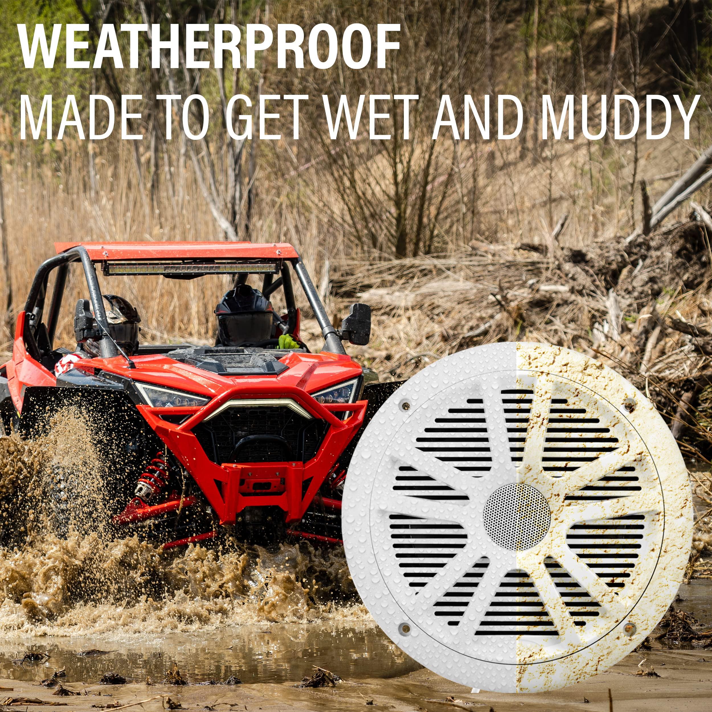 BOSS Audio Systems BOSS Audio Systems MG250W.64 Marine Radio and Speakers Package MGR250B 4 Channel Bluetooth Receiver + 4x MR6W 6.5 Inch Full Range Speakers