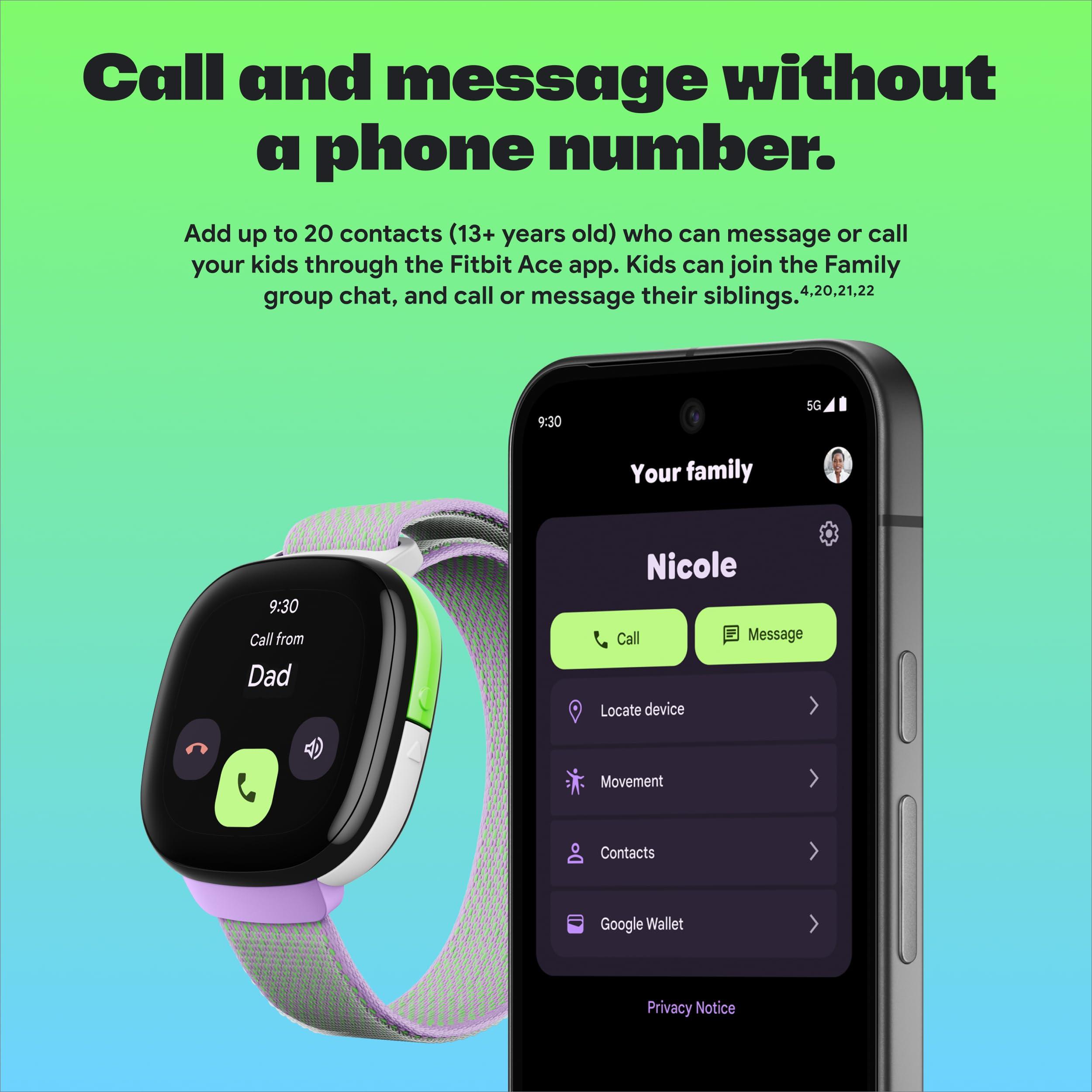 Fitbit Fitbit Google Ace LTE - Kids Smartwatch with Call, Message, GPS, and Activity-Based Games, Ace Pass Data Plan Required - Spicy - Moovin