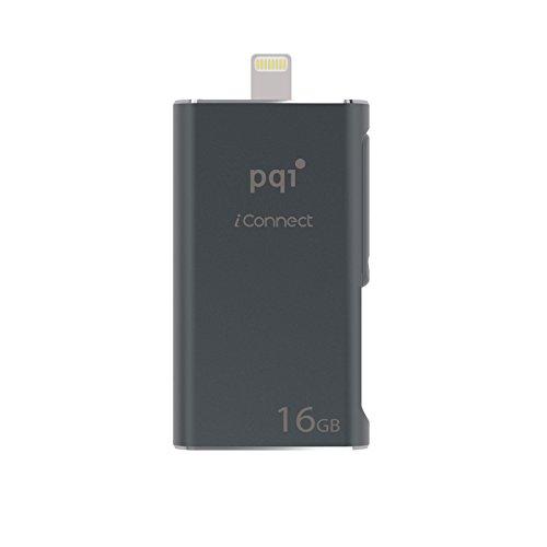 PQI [Apple Mfi] Iconnect 16 GB Mobile Flash Drive w/ Lightning Connector for iPhones, iPads, iPod Mac & PC USB 3.0 (Iron Gray)