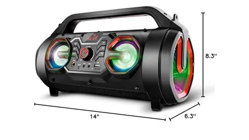 TENMIYA Portable Bluetooth Speaker with Subwoofer, Wireless Speakers with Booming Bass, FM Radio, RGB Lights, EQ, Stereo Sound, 10H Playtime, 30W Loud Speaker for Home, Outdoor, Party, Travel, Camping, Gifts