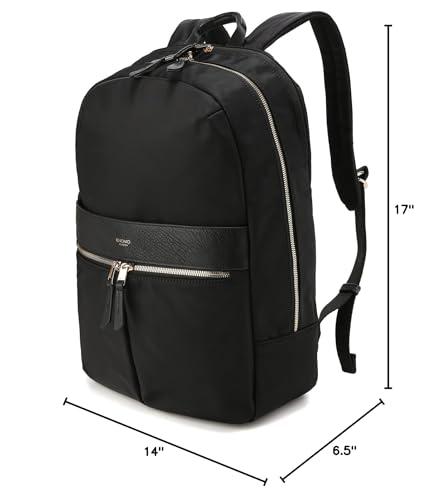 KNOMO KNOMO Beaufort 15.6" Laptop Backpack Work Bag Purse for Women Large Travel Rucksack with Golden Zip, Black