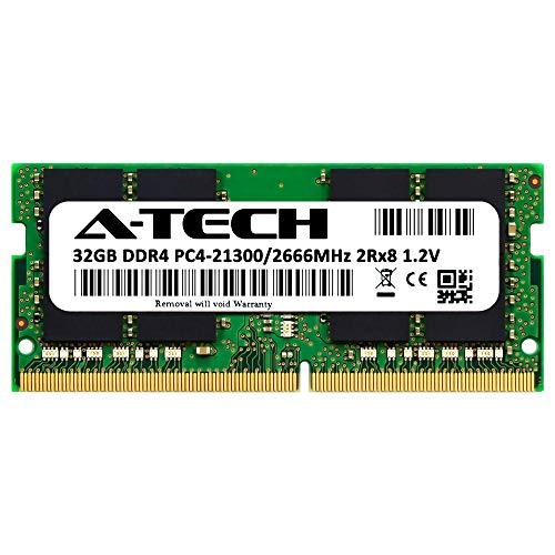 A-Tech Components A-Tech 32GB DDR4 2666MHz PC4-21300 (PC4-2666V) CL19 SODIMM 2Rx8 1.2V 260-Pin Non-ECC SO-DIMM Laptop Notebook RAM Memory Module
