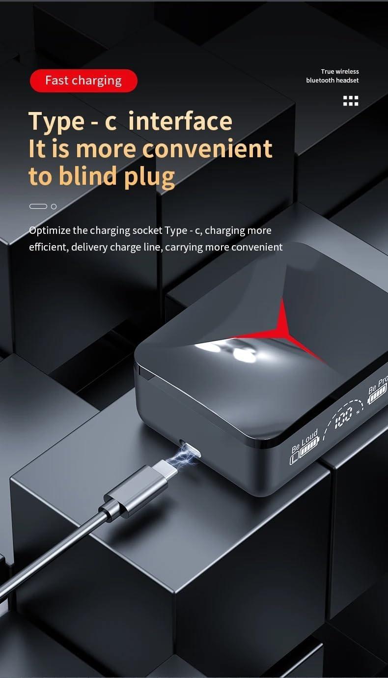 VIVIDUS VIVIDUS Wireless Earbuds with Noise Canceling Mic, Bluetooth 5.3, Waterproof, Touch Control, LED Display, Gaming Headset, HD Call, Voice Assistant, HiFi Stereo Sound, 150 H, Wireless Earphone,, Black