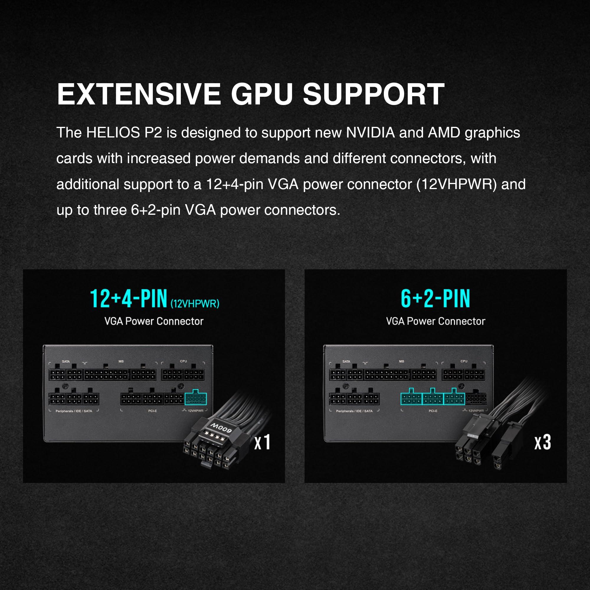 GAMDIAS GAMDIAS PCIe 5.1 & ATX3.1 Gold 1000W Power Supply for GeForce RTX 5000 Series, 1000W Fully Modular ATX 80 Plus Gold Computer PSU for Gaming PC Desktops, Low-Noise Fan, HELIOS P2-1000G