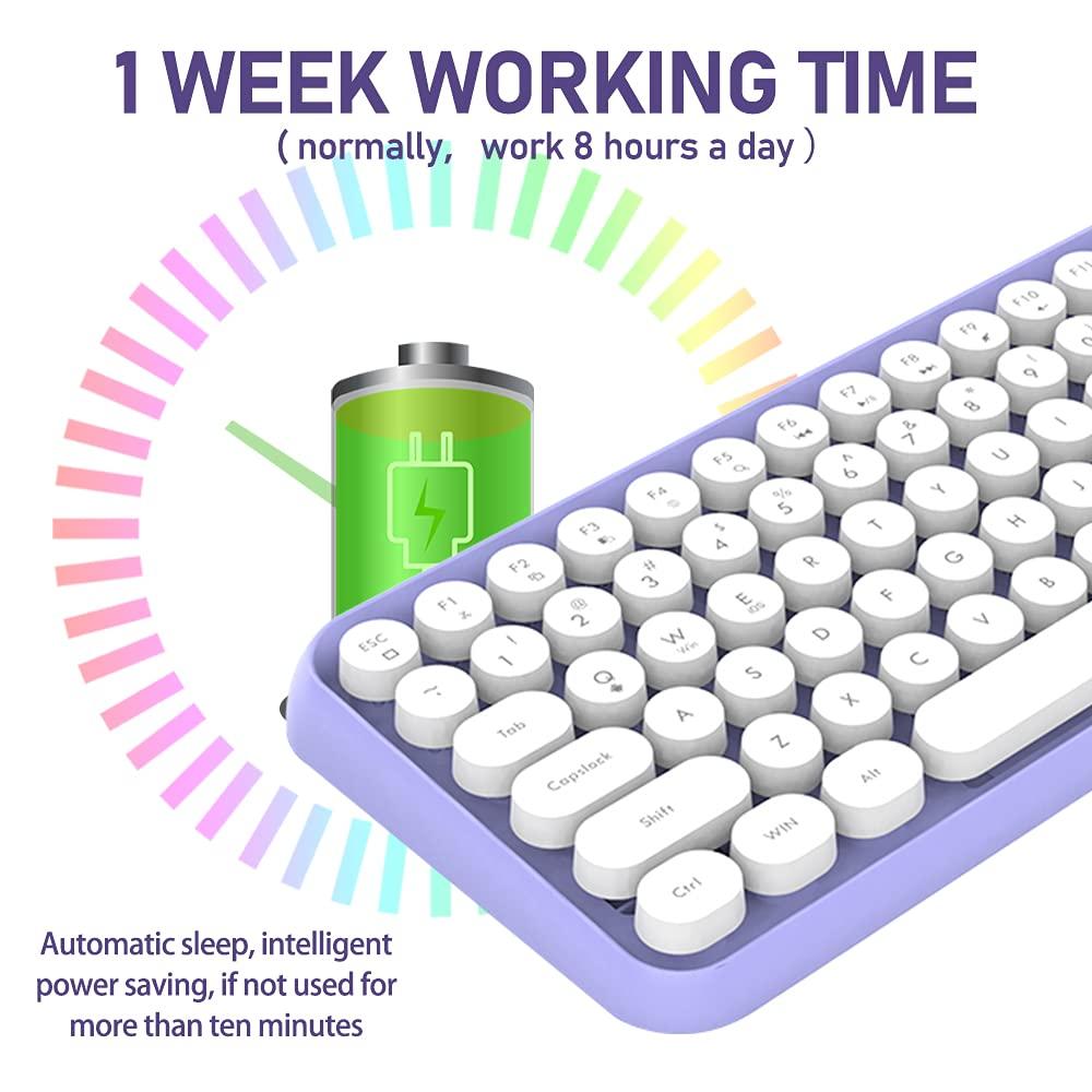 FELICON FELICON Wireless Bluetooth Keyboard Mini Portable 84-Key Keyboard Compatible with Android, Windows, PC, Tablet-Dark, Perfer for Home and Office Keyboards (Purple)