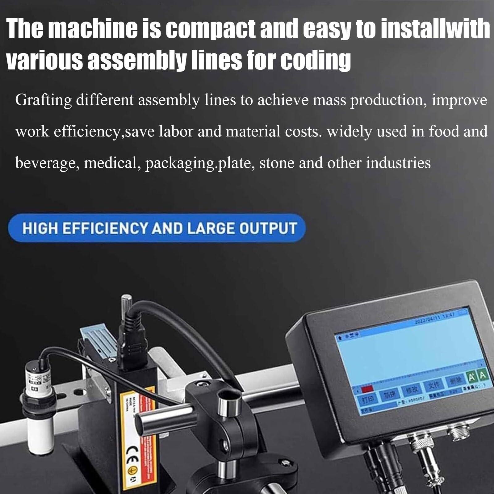 YQDDM YQDDM Automatic Online Inkjet Printer,Online Smart Inkjet Printer Touch Screen High-Resolution Date Coder Barcodes Lot Codes Continuous Coding and Marking Machine(12.7mm)