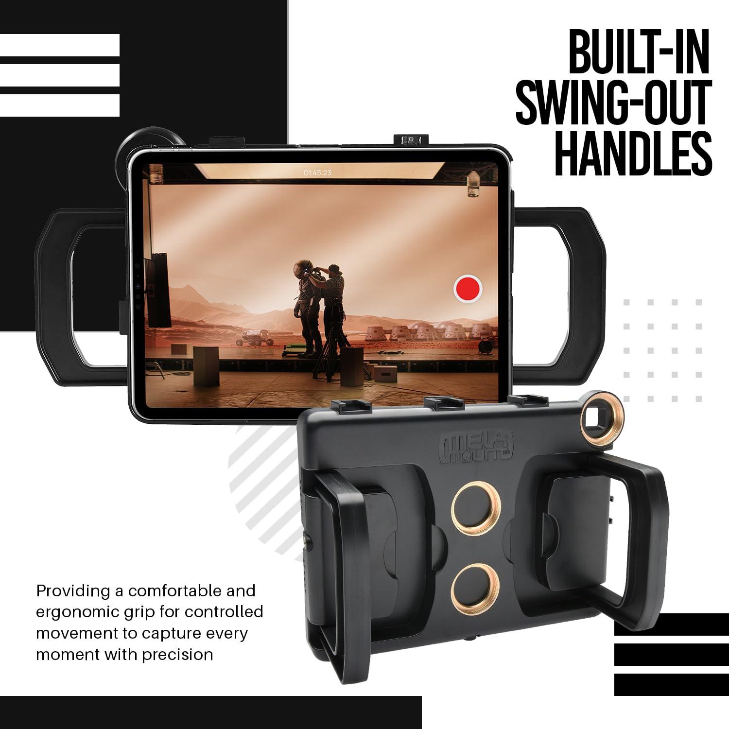 VidPro MegaMount Rig Case Video Stabilizer for iPad 10.9 inch (Latest 10th Gen Model) Handheld Tablet Stabilizers w/Swing Handle, Cold Shoe Mounts, Tripod Mount for Videography, Vlogging, Film Making