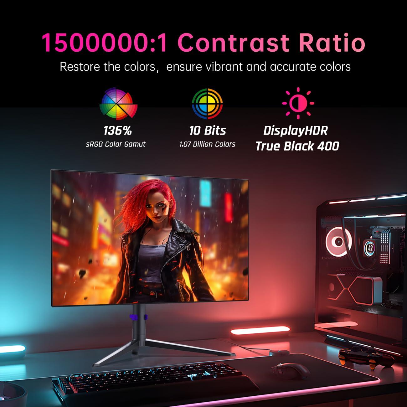 KTC 27 Inch OLED Gaming Monitor, QHD 2560 x 1440, 240Hz, 0.03ms, Type-C 65W, Built-in Speakers, G-SYNC & FreeSync, HDMI2.0, DisplayPort1.4, USB-C 3.0, G27P6S