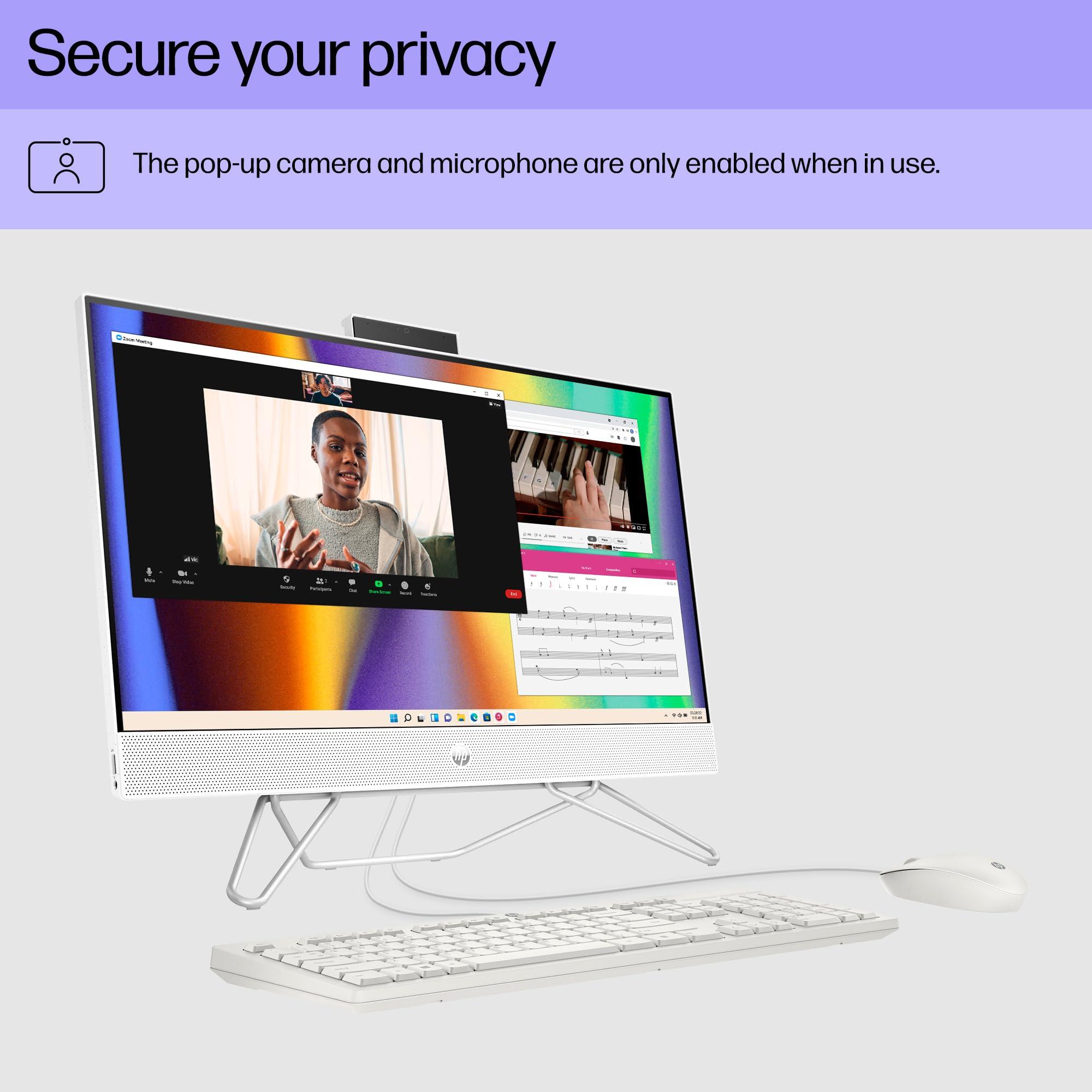 HP HP 24 inch All-in-One Desktop PC, FHD Display, Intel Core i5-1235U, 8 GB SDRAM, 256 GB SSD, Intel UHD Graphics, Windows 11 Home, 24-cb1210 (2024)