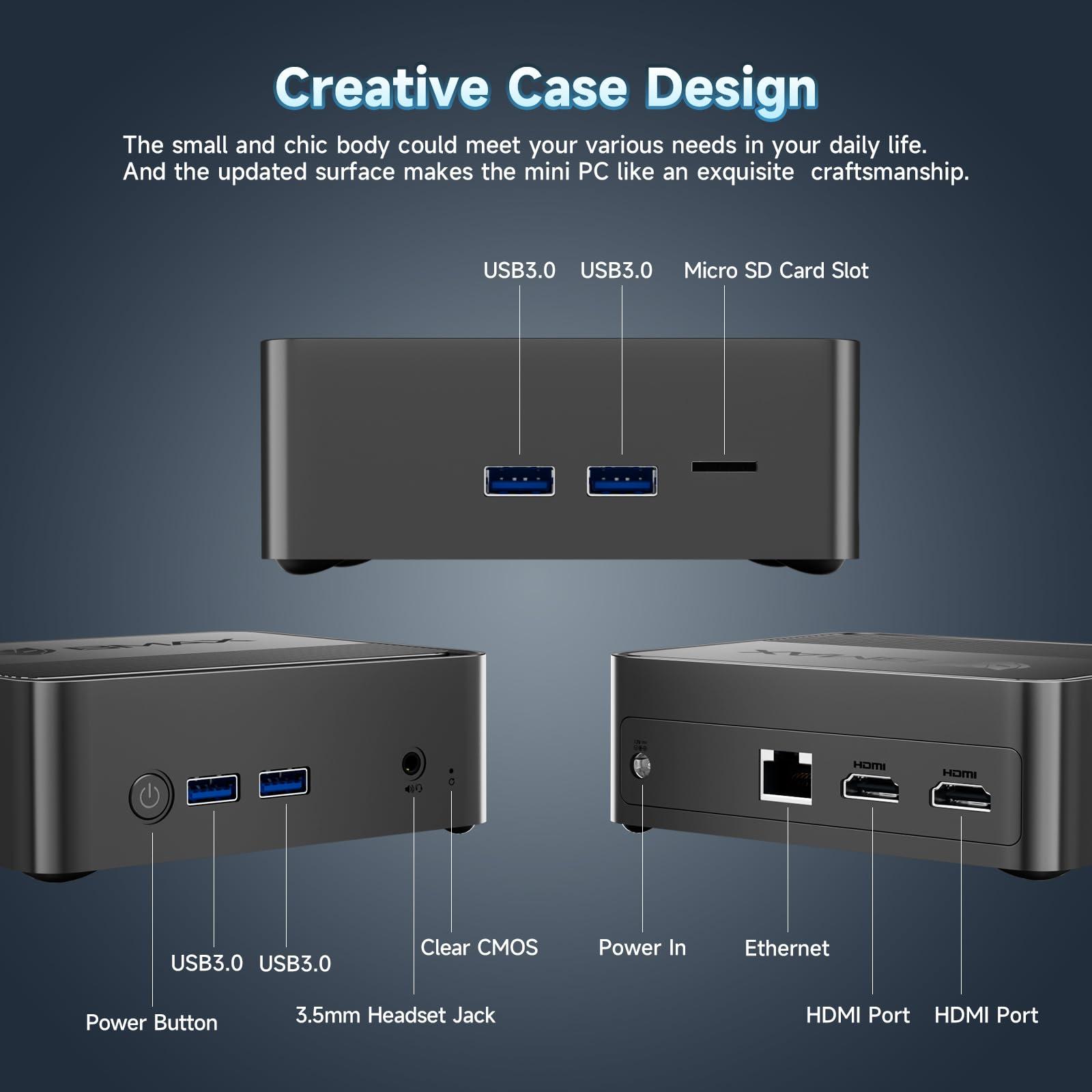 Bmax Bmax B3 Mini PC, Intel N5095(Up to 2.9GHz), 8GB DDR4 RAM/256GB SSD, Mini Desktop Computer 4K Dual Screen Display Push-Pull Cover WiFi5/Dual HDMI/USB 3.0/BT4.2 Micro Pc Mini Computer