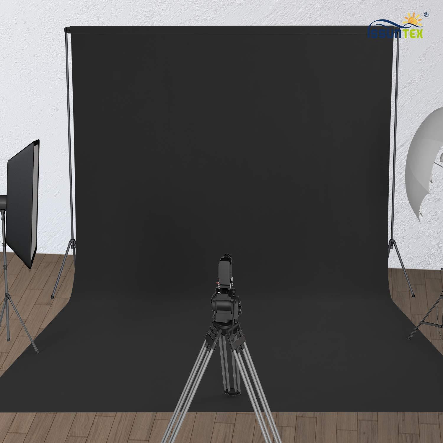 ISSUNTEX ISSUNTEX 10X24 ft Background Muslin Backdrop, Photo Studio, Collapsible High Density Screen for Video Photography and Television-Black