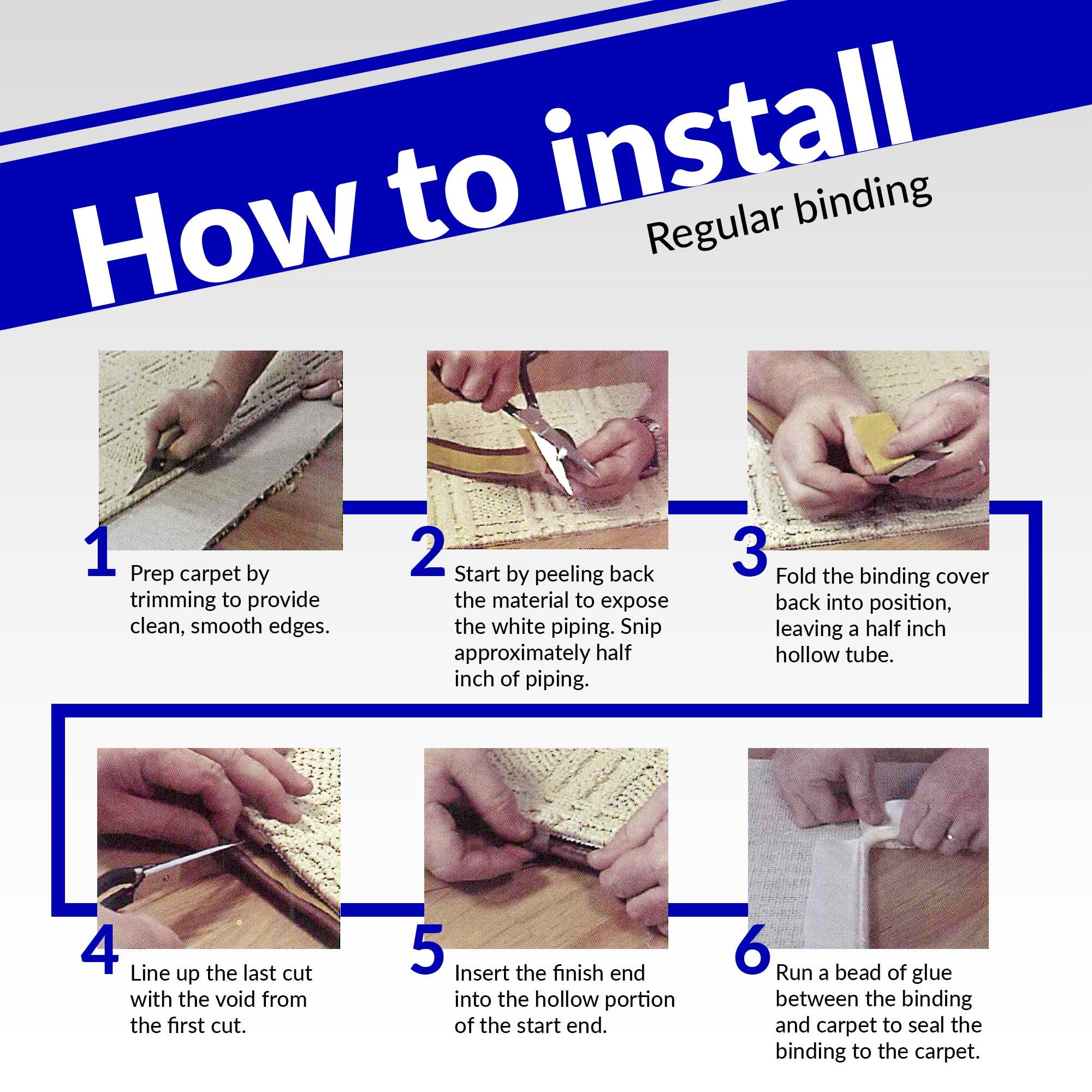 Instabind Carpet Binding by Instabind - Regular Style, Carpet Edge Binding, Rug Binding for Edges, Ideal for Area Rugs, Durable Hold, DIY Carpet Binding, Carpet Finishing Edge - Smoke, 54 ft Rolls