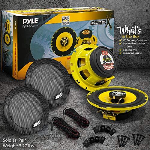 Pyle Pyle Car Two Way Speaker System - Pro 6.5 Inch 240 Watt 4 Ohm Mid Tweeter-Audio Sound Speakers For Car Stereo w/ 30 Oz Magnet Structure, 2.25” Mount Depth Fits Standard OEM -PLG6.2 (Pair) Yellow