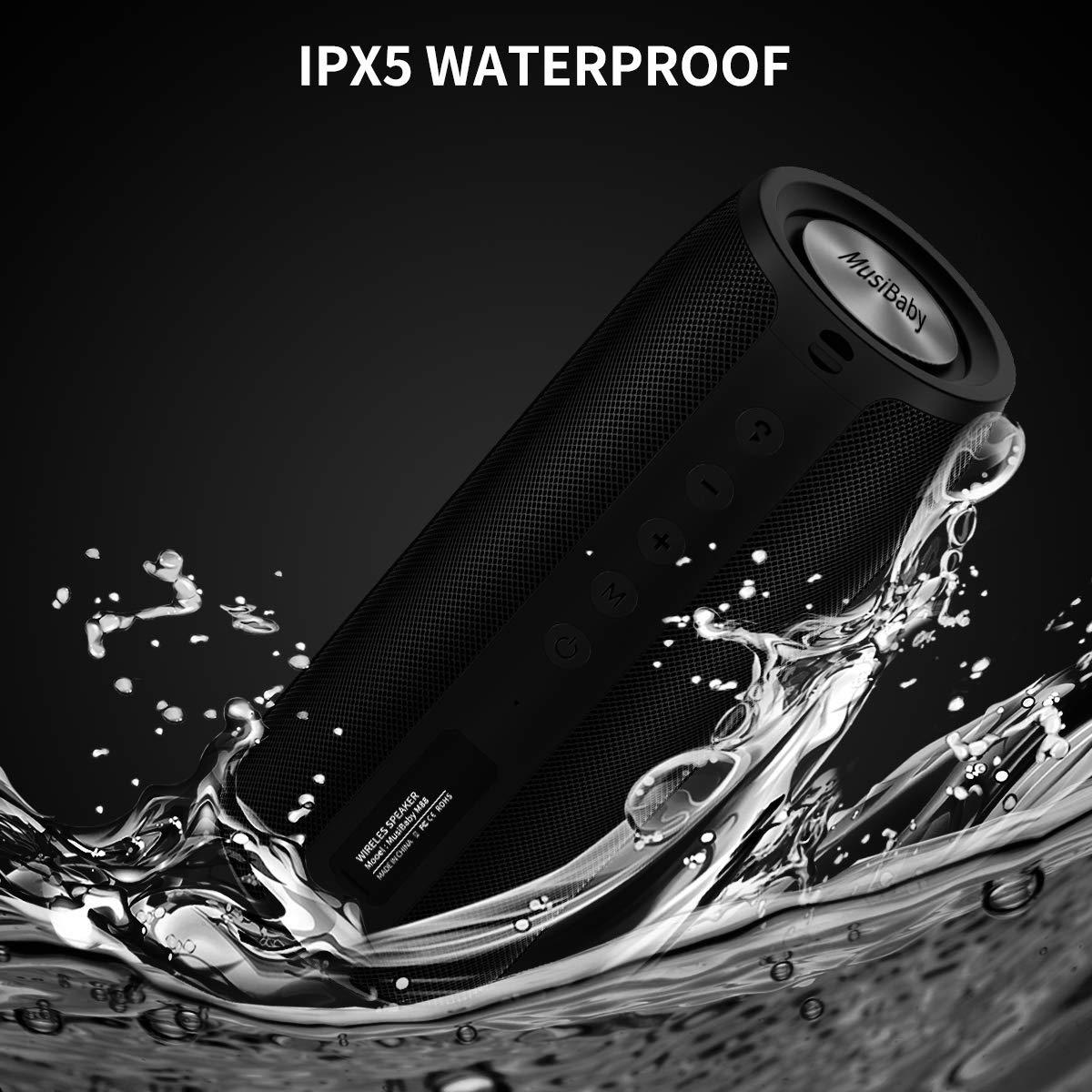 MusiBady Bluetooth Speaker,MusiBaby M88 Speaker,Speakers Bluetooth Wireless,Dual Pairing, Bluetooth 5.0,Loud Stereo Sound,Booming Bass,30H Playtime for Home& Outdoor Party,Beach,Portable Speaker,Gifts(Black)