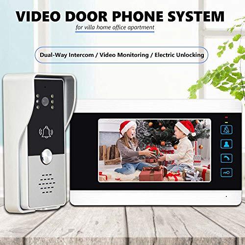 AMOCAM AMOCAM Video Doorbell Intercom System, 7 Inches Alloy Panel Monitor HD Camera Wired Video Door Phone Kits, Support Unlock, Monitoring, Dual-Way Intercom Indoor Outdoor for Villa Office Apartment
