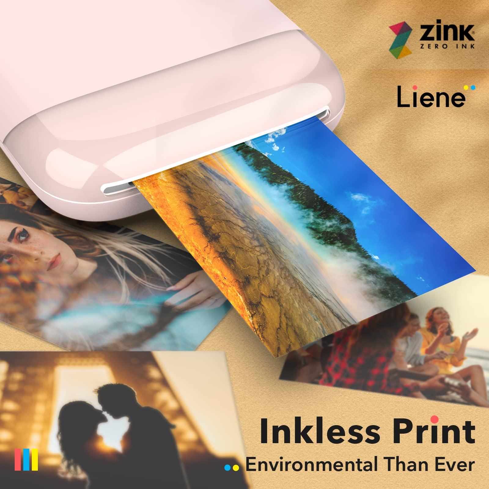 Liene Liene 2x3 Photo Printer, Mini Instant Portable Photo Printer w/ 55 Zink Adhesive Paper, Bluetooth 5.0, Compatible w/iOS & Android, Small Picture Printer for iPhone, Smartphone, White