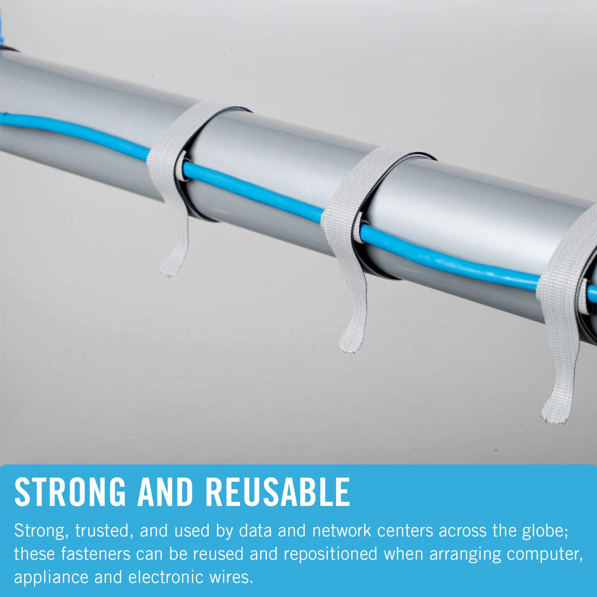 VELCRO Brand VELCRO Brand ONE-WRAP Cable Ties, 100Pk, 8 x 1/2\" Black Cord Organization Straps, Thin Pre-Cut Design, Wire Management for Organizing Home, Office and Data Centers