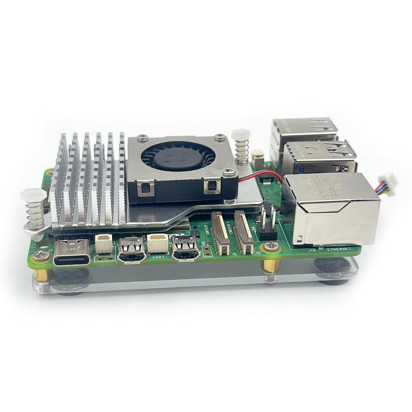 Awxlumv Raspberry Pi Active Cooler for Raspberry Pi 5 with 30mm PWM 4-Pin Cooling Fan Pi 5 Heatsink with Thermal Tape, Aluminium Heatsink Variable-Speed Blower