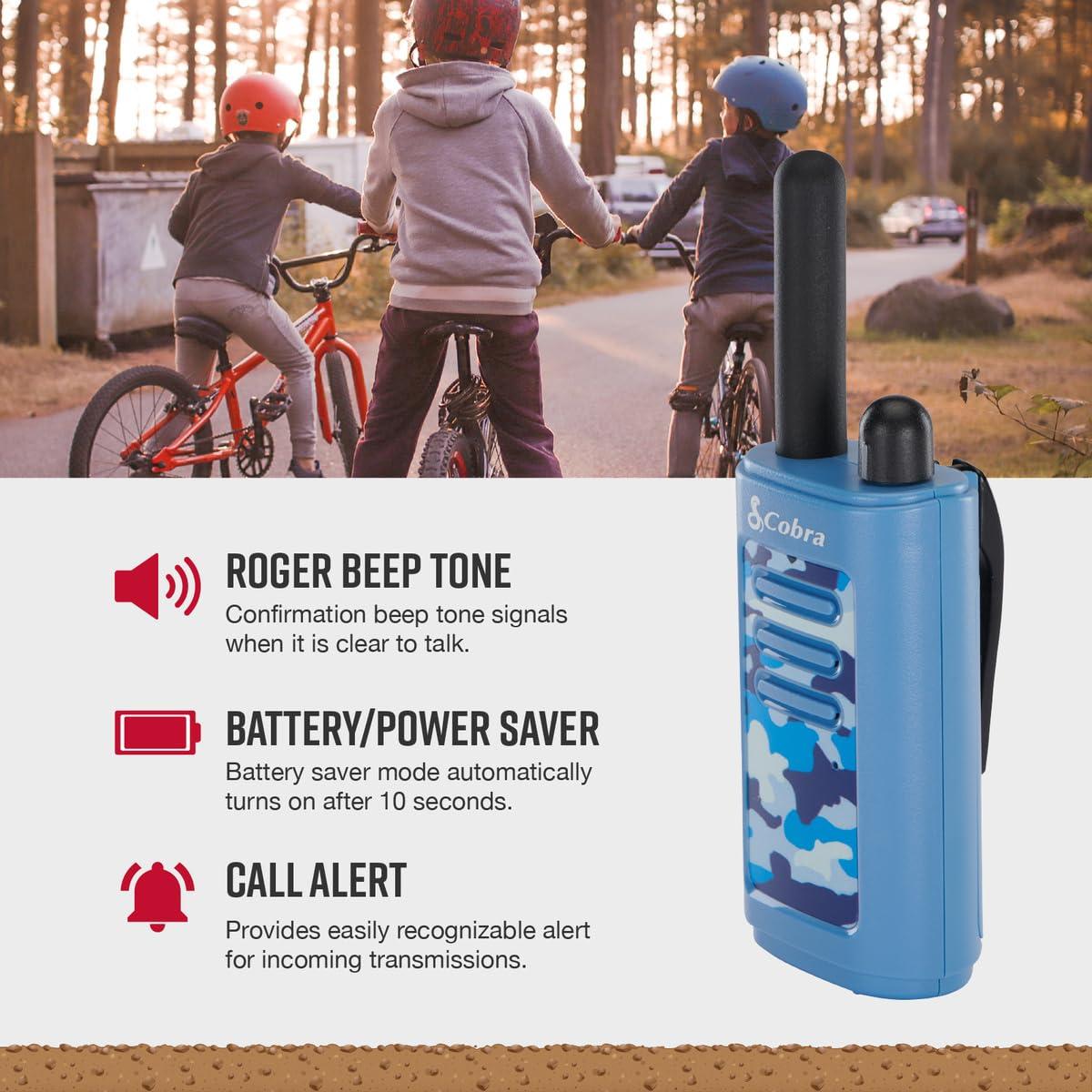 Cobra Cobra HE150 B - Kid Friendly Walkie Talkies - 16-Mile Range, 2 Channels Two-Way Radio Set, Blue (2-Pack)