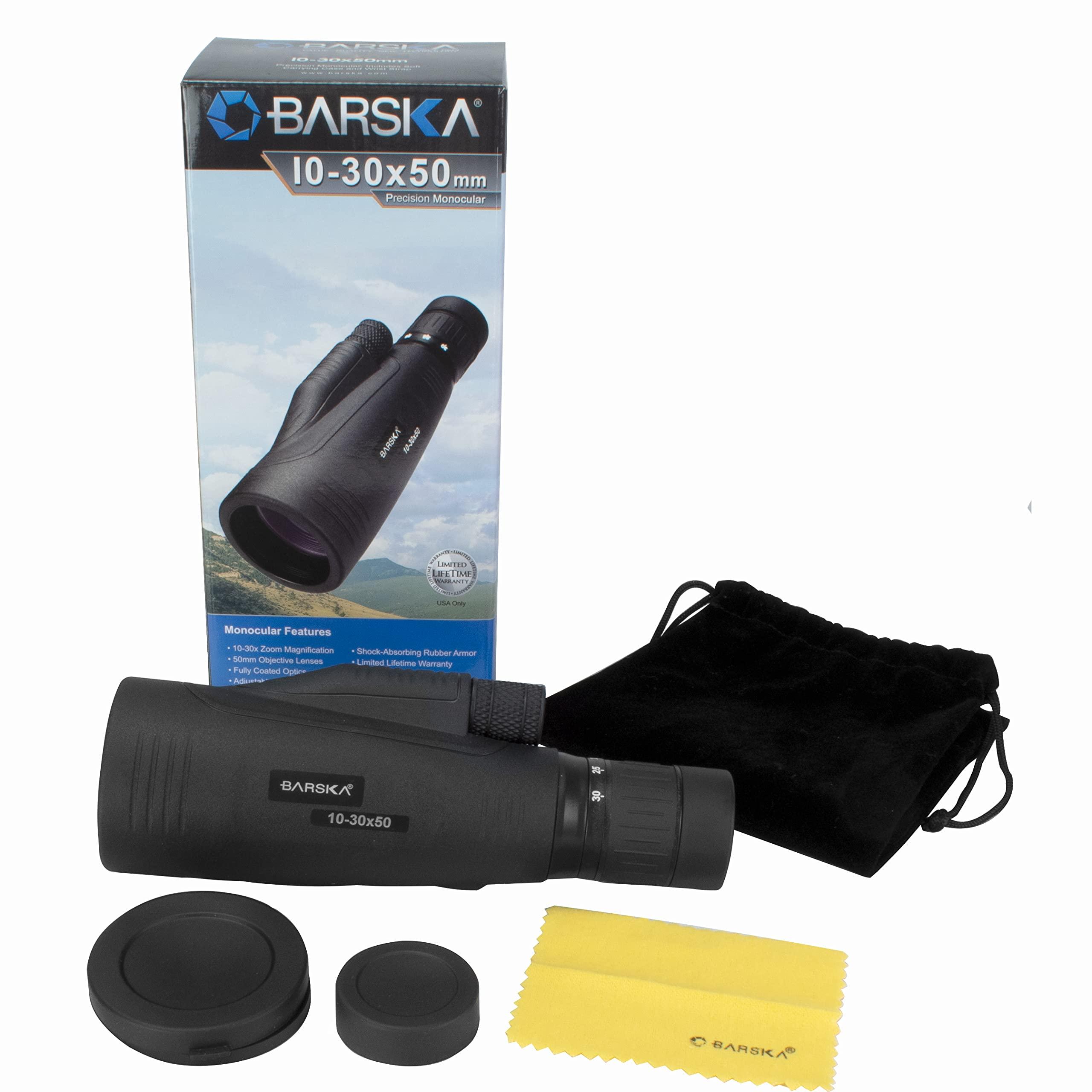 BARSKA BARSKA 10-30x50mm Blackhawk Precision Zoom Monocular for Bird Watching, Travel, Hunting, Boating, and Camping.