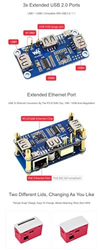 Coolwell Coolwell PoE Ethernet/USB HUB Box Compatible with Raspberry Pi Zero Series, with PoE/ETH/USB HUB HAT Inside, 802.3af-Compliant, Includes 3X USB 2.0 Ports