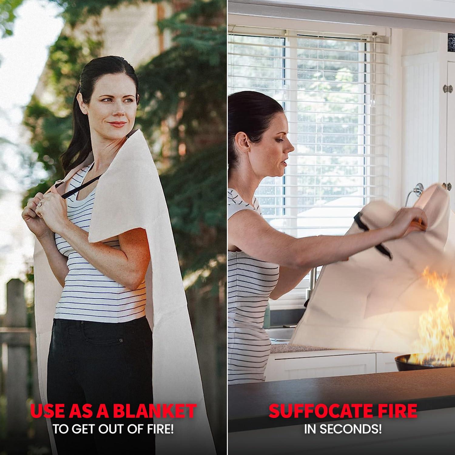 Prepared Hero Prepared Hero Emergency Fire Blanket - 2 Pack - Fire Suppression Blanket for Kitchen, 40 x 40 Fire Blanket for Home, Fiberglass Fire Blanket