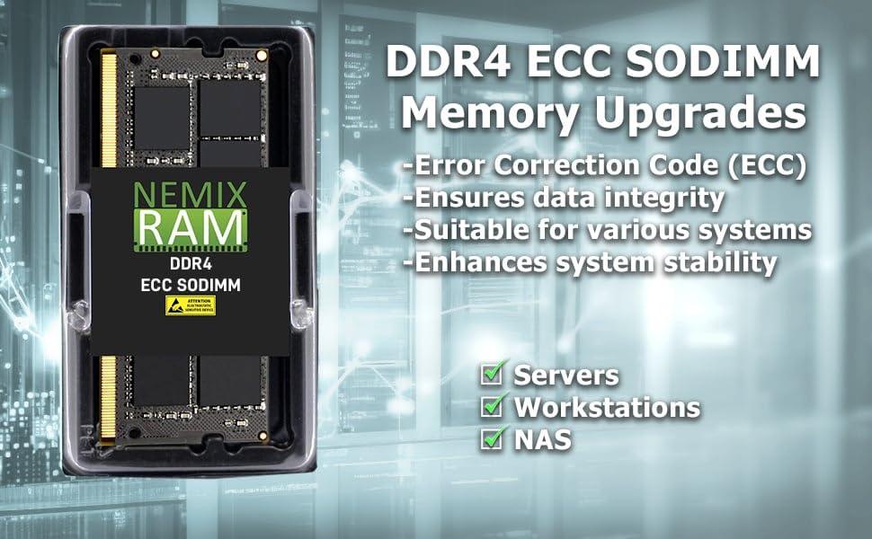 NEMIX RAM NEMIX RAM 8GB (1X8GB) DDR4 2666MHZ PC4-21300 1Rx8 1.2V 260-PIN ECC SODIMM Compatible with Samsung M474A1K43DB1-CTD ECC Unbuffered Memory