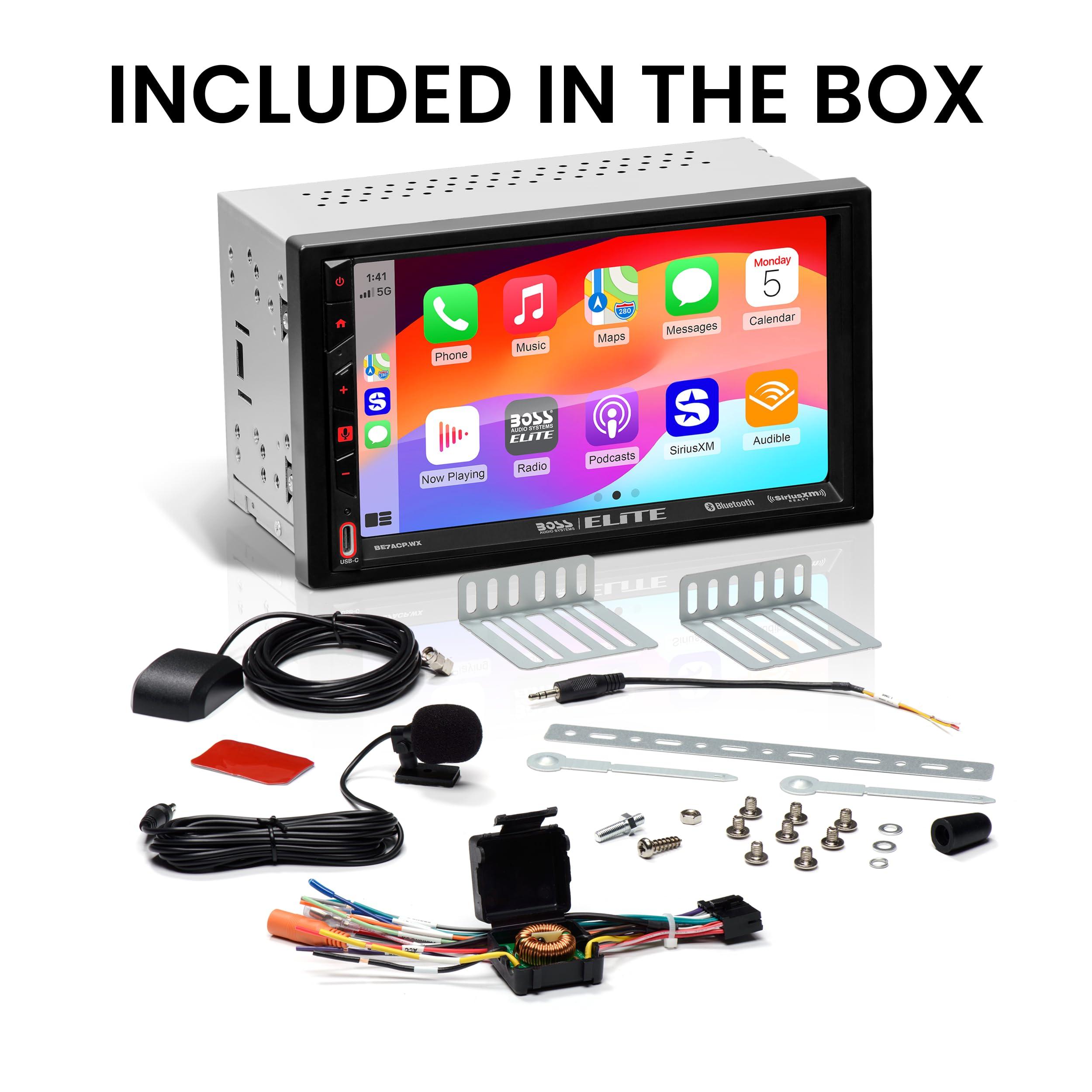 BOSS Audio Systems BOSS Audio Systems Elite BE7ACP.WX Double DIN Car Stereo Wireless Apple CarPlay Android Auto, 7 Inch Touchscreen, Sirius XM-Ready, Bluetooth
