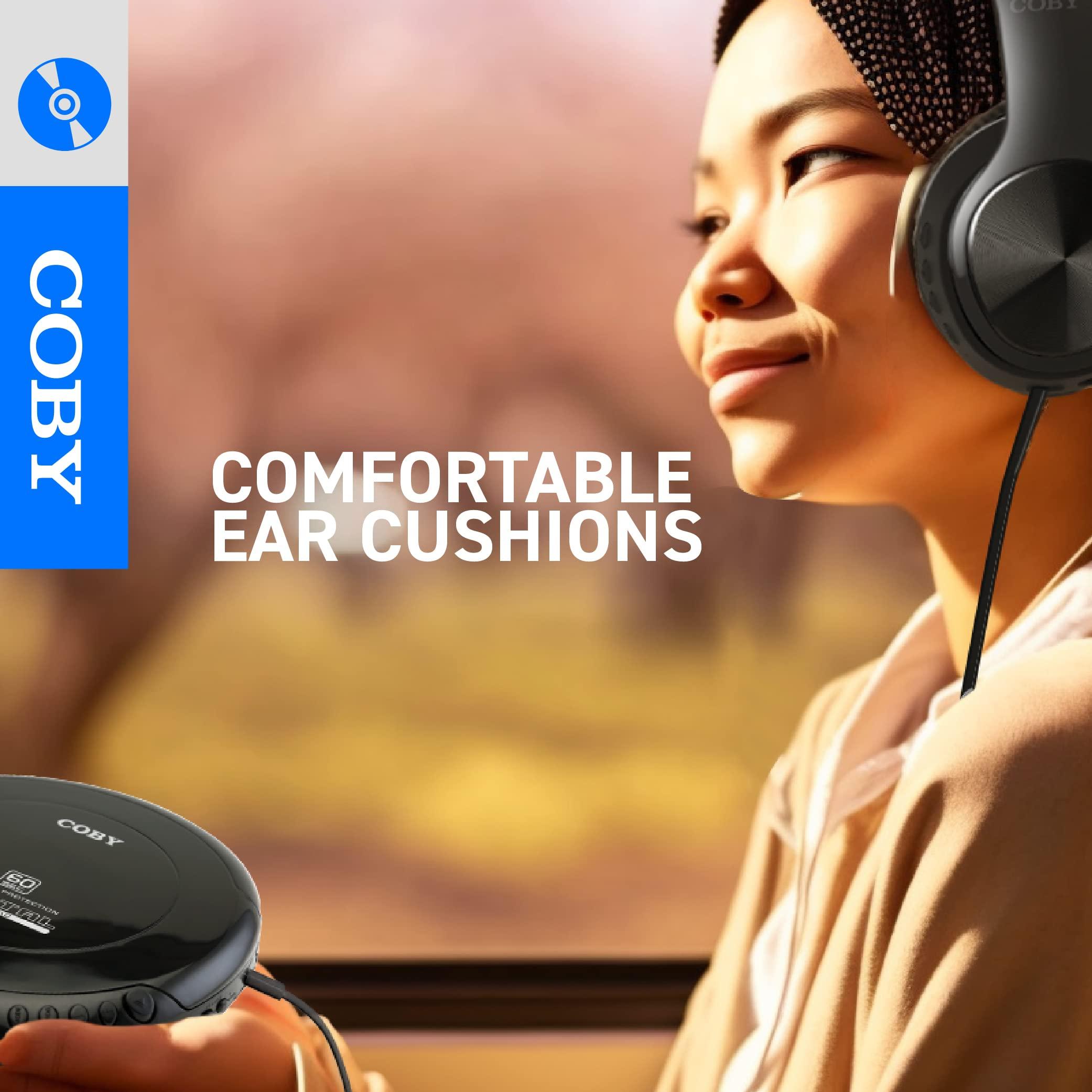 Coby Coby CD Player Portable CD Player with Headphones, 60-Sec Anti-Skip Discman Compact Disc Portable CD Player for Car, Foldable Headset for Travel or Home Use