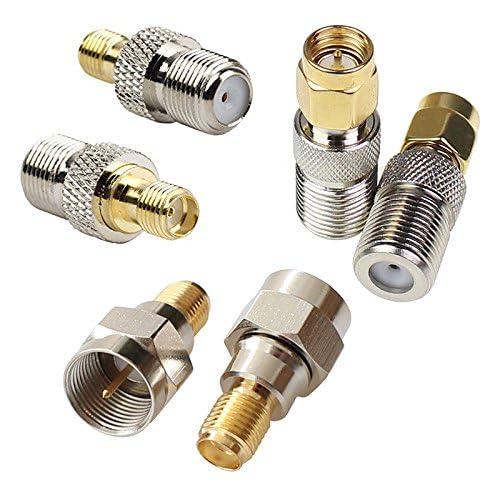 exgoofit exgoofit F Type to SMA Male Female Coax Connector Coaxial Adapter 2 Sets 6 Pcs