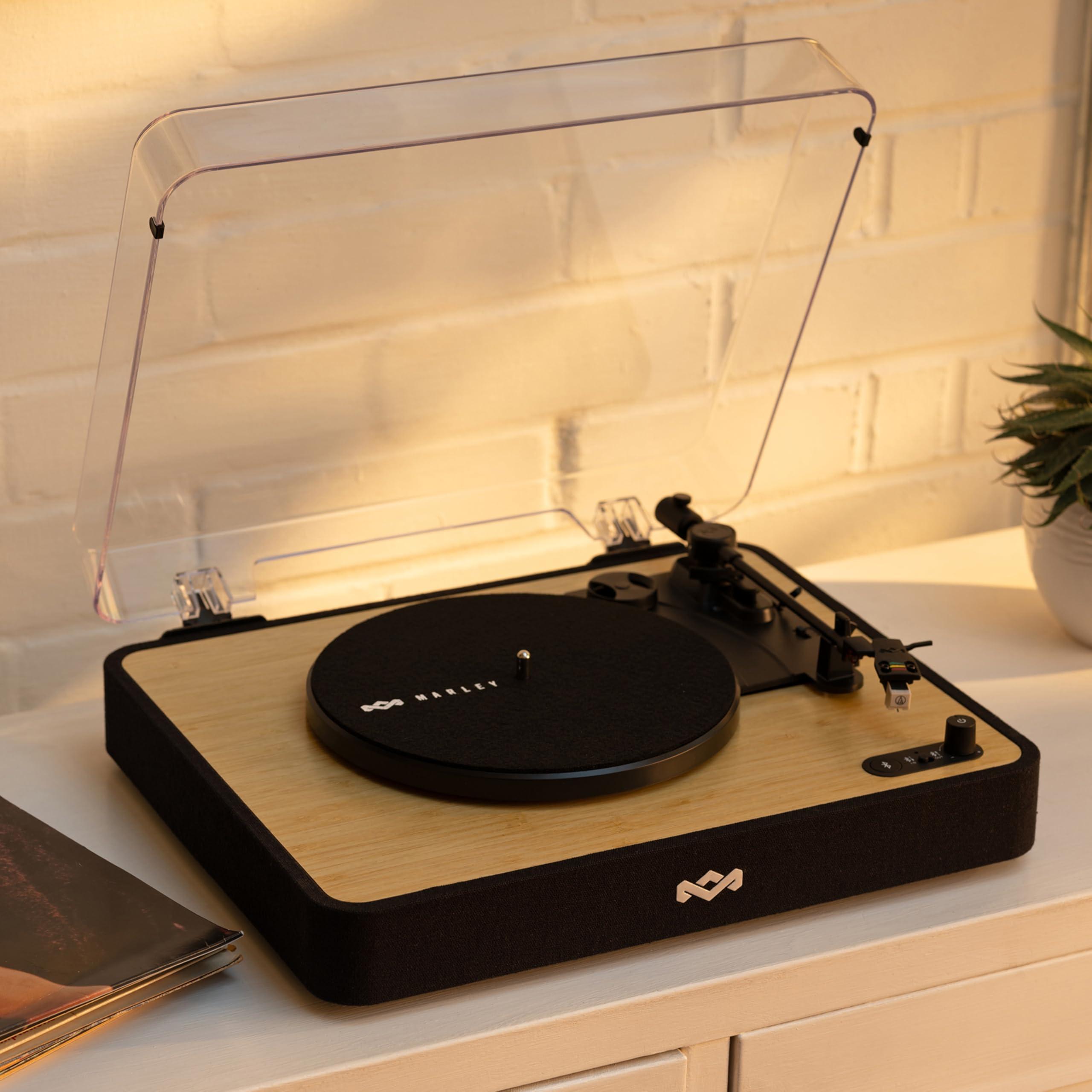 Marley House of Marley Revolution Wireless Turntable - Bluetooth Record Player, 3-Speed Sustainably Made Vinyl Player, Easy Set Up Home Turntables for Vinyl Records with Dust Cover
