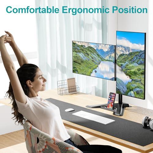 MOUNT PRO MOUNT PRO Dual Monitor Stand - Free Standing Full Motion Monitor Desk Mount Fits 2 Screens up to 27 inches,17.6lbs with Height Adjustable, Swivel, Tilt, Rotation, VESA 75x75 100x100, Black