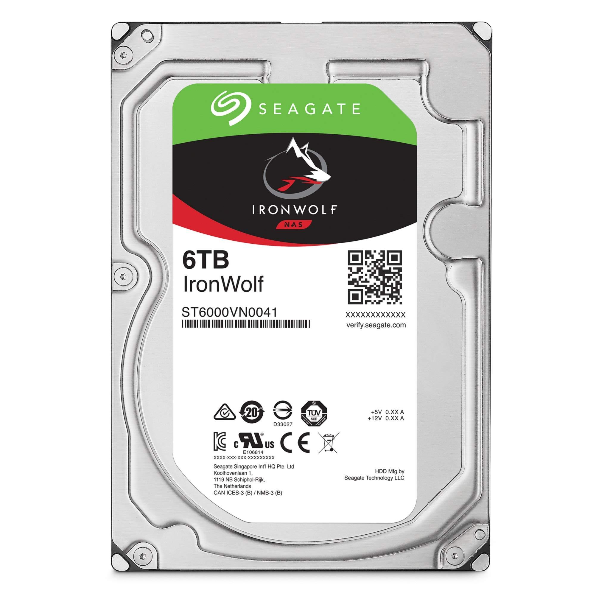 Seagate Seagate IronWolf 6TB NAS Internal Hard Drive HDD 3.5 Inch SATA 6Gb/s 7200 RPM 256MB Cache for RAID Network Attached Storage (ST6000VN0033)