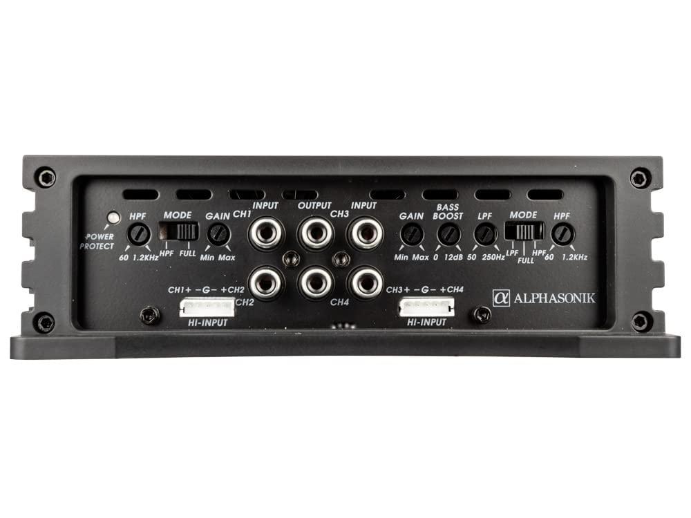 Alphasonik Alphasonik NA1600.4 Neuron Series 1600 Watts Max 4-Channel Car Amp with 4-Way Protection Circuitry Multi-Channel Bridgeable Class A/B Amplifier Low & High Level Inputs