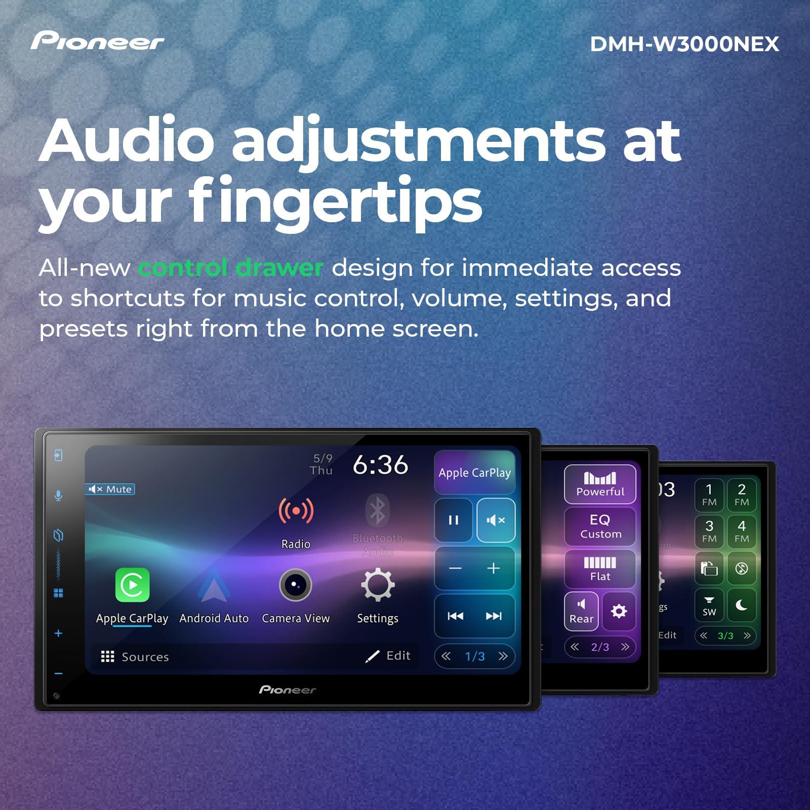 Pioneer Pioneer DMH-W3000NEX 6.8" Double Din Multimedia Digital Media Receiver, Wireless Apple CarPlay and Android Auto, Bluetooth, Backup Camera Compatible, Touchscreen, One Touch Navigation