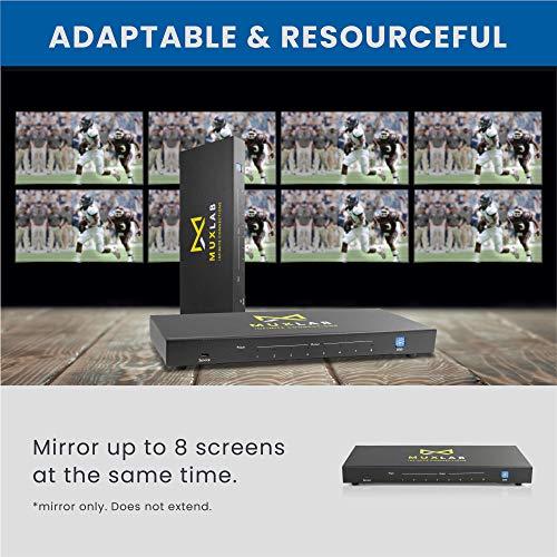 Muxlab MuxLab 1x8 HDMI Splitter | 1 in 8 Out| 4K@60HZ | 4:4:4 | HDR | HDMI 2.0 | HDCP 2.2 | TrueHD | Dolby Atmos | DTS:X | Use with 4K HDR Monitor for boardroom, Auditorium, Gaming, Digital Signage