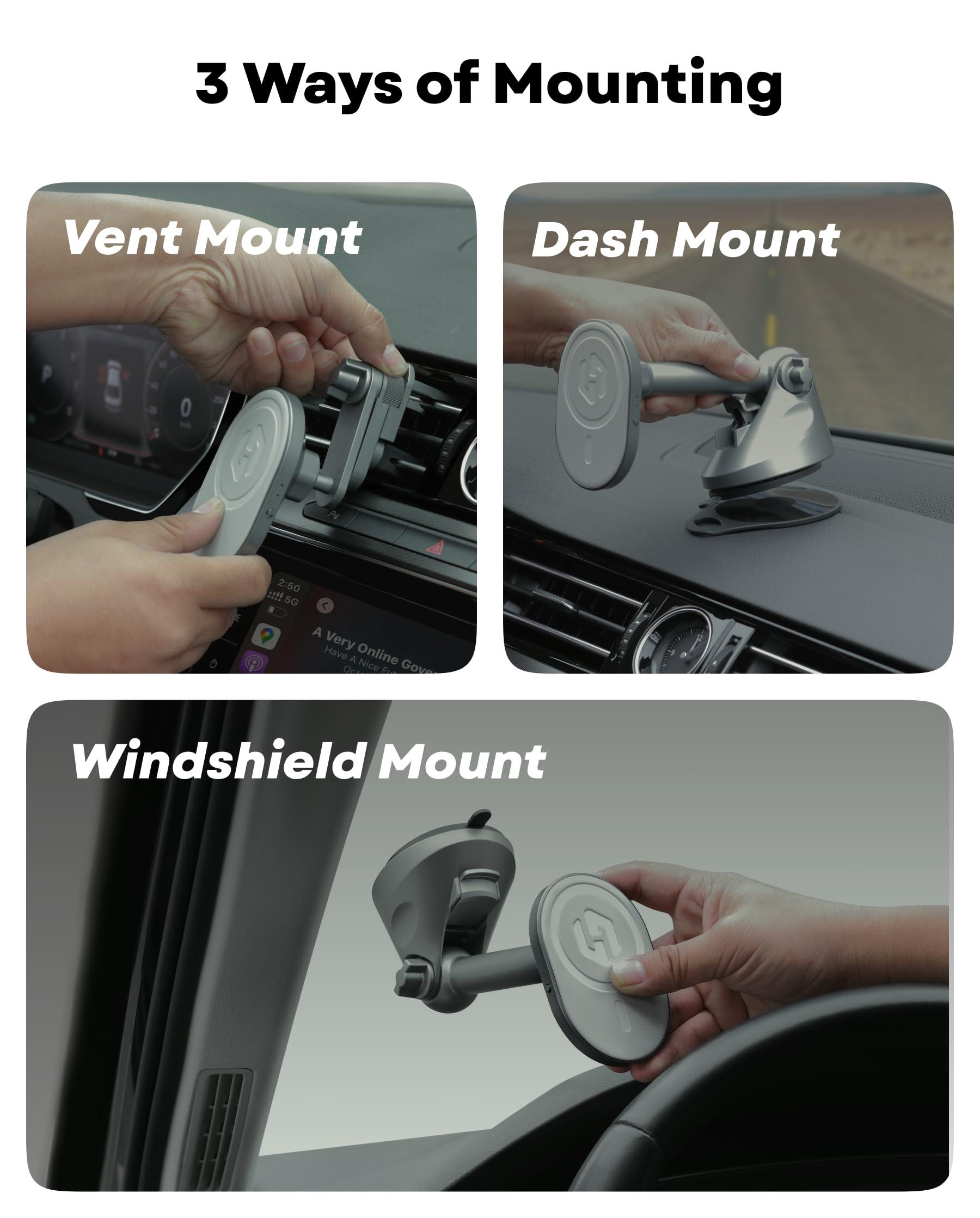 Malinto HexaCharge 3-in-1 Wireless Carplay Adapter 2024 & Magnetic Wireless Charging for iPhone and Android, Convert Wired to Wireless CarPlay and MagSafe Charging