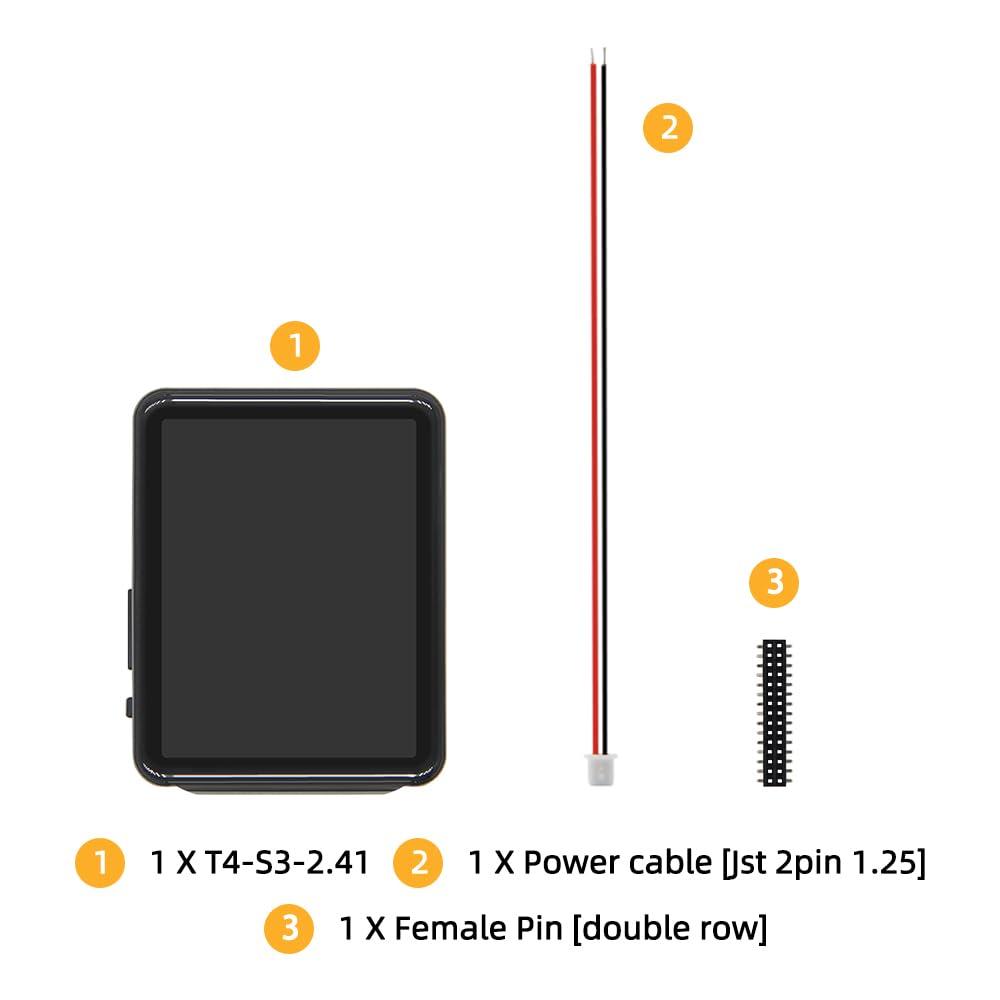 LILYGO LILYGO T4-S3 ESP32-S3 2.41-inch AMOLED Touch Display WiFi Bluetooth Dual-Core LX7 Microprocessor TTGO Development Board with Black Shell