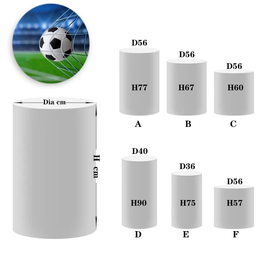 HISDH HISDH NO182 Sports Soccer Pedestal Cover for Birthday Party Babyshower Decoration Cylinder Cover Soccer Photography Plinth Cover Baptism Communion Props Dia40 H90 Pattern A