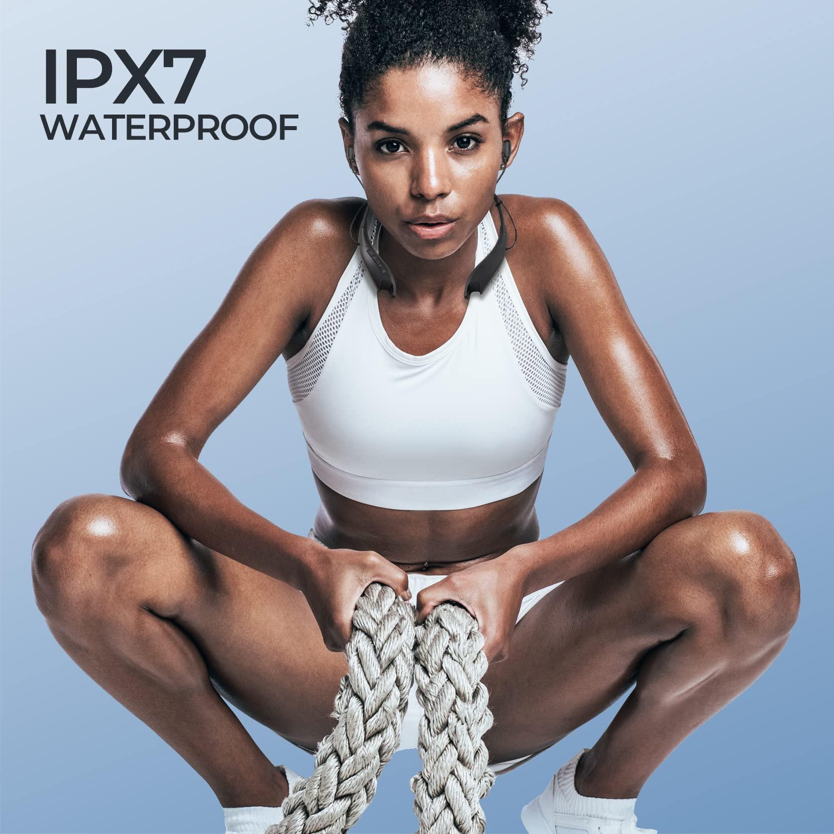 YOSDOM YOSDOM Neckband Bluetooth Headphones, Around The Neck Headphones 24H+ Playtime, Bluetooth Headsets with Call Vibration, Shark Jaw Design Wireless Earbuds+Noise Isolation/Mic/IPX7 Waterproof, 2 Pack