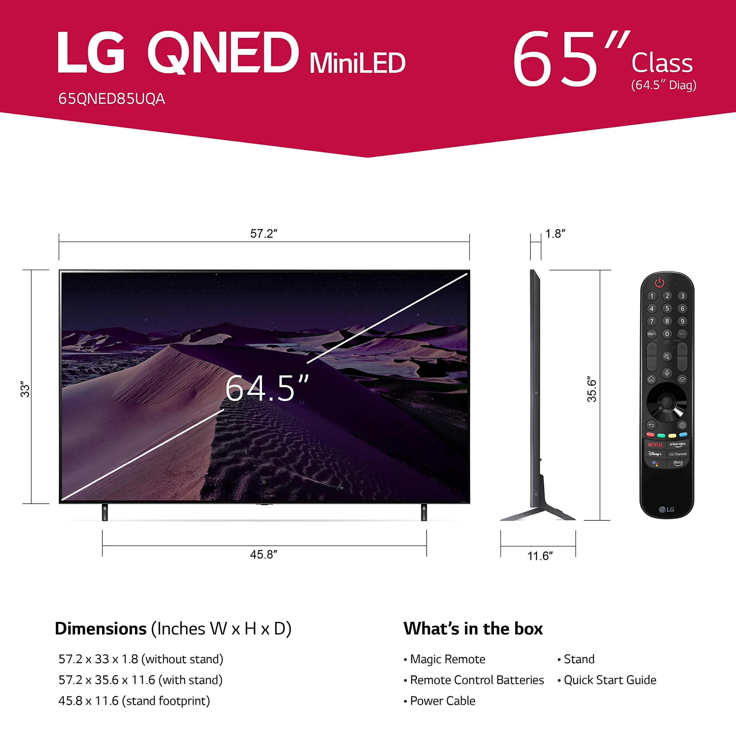 LG LG QNED85 Series 65-Inch Class QNED Mini-LED Smart TV 65QNED85UQA, 2022 - AI-Powered 4K TV, Alexa Built-In,Black