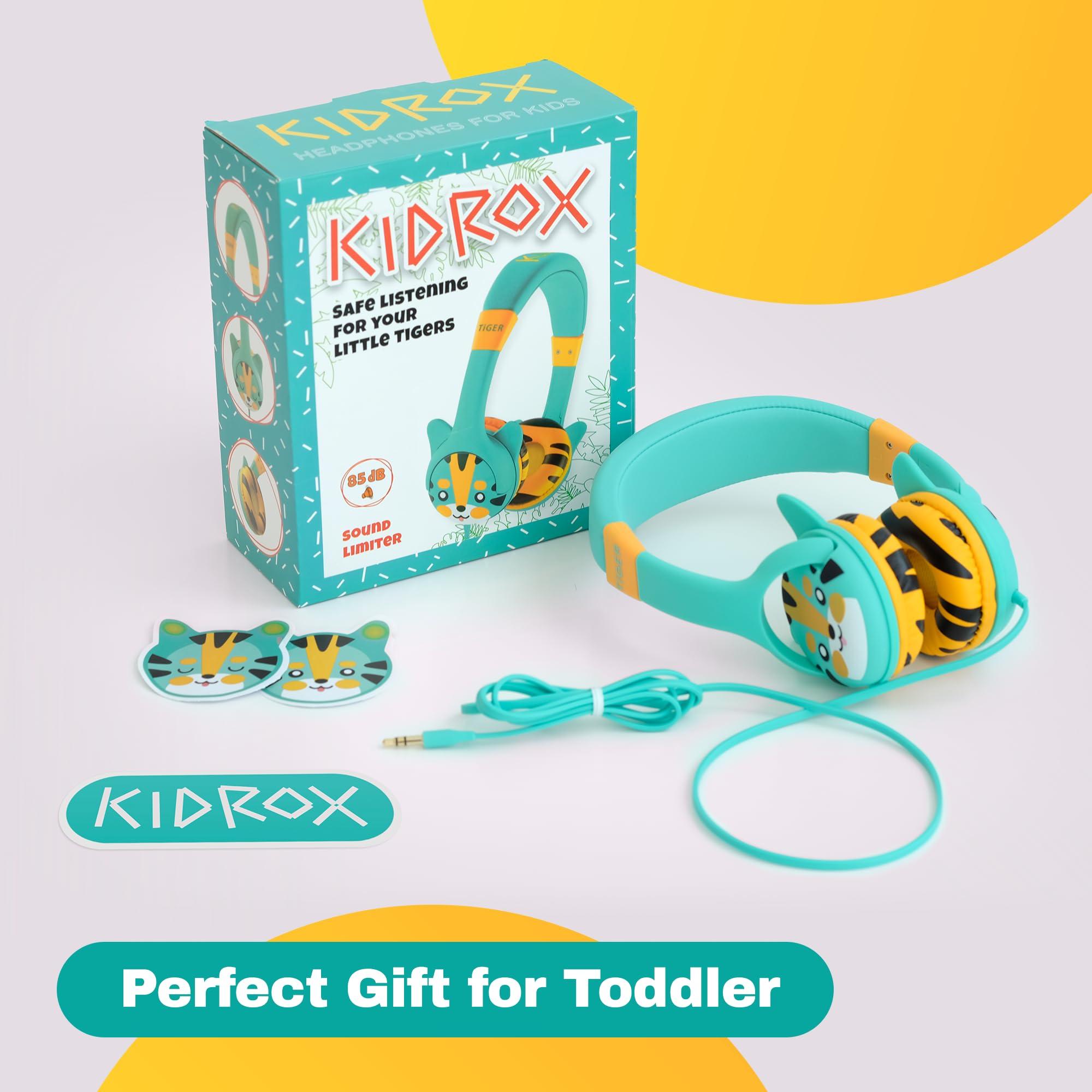 Kidrox Kidrox Wired Toddler Headphones for 1-7 Years Old 85dB Volume Limited Baby Headphones for Plane and Car Travel Children Headset for Airplane, iPad and Tablet, Kids Headphone with Cord for Children