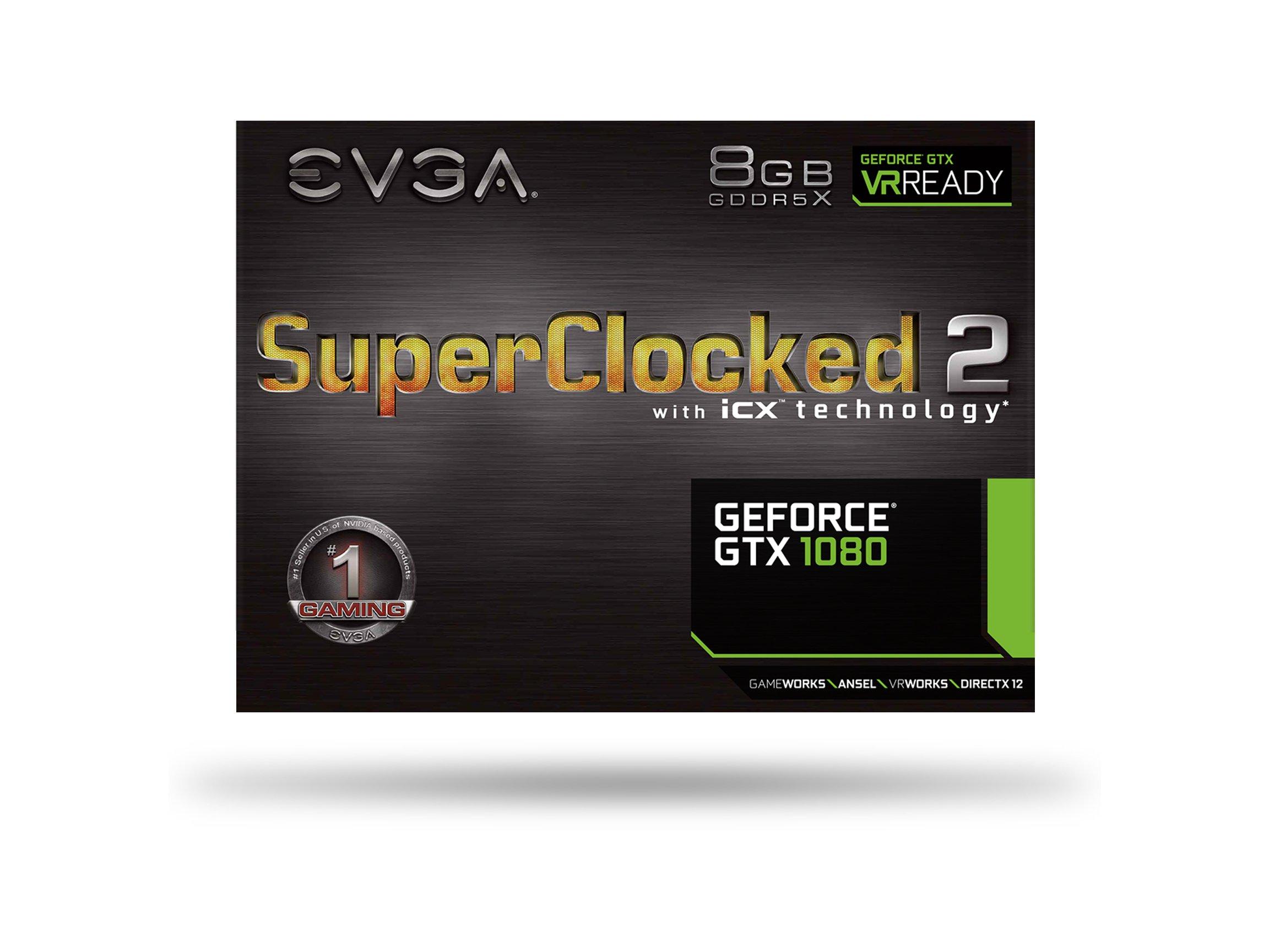 EVGA EVGA GeForce GTX 1080 SC2 Gaming, 8GB GDDR5X, iCX Technology - 9 Thermal Sensors & RGB LED G/P/M, Asynch Fan, Optimized Airflow Design Graphics Card 08G-P4-6583-KR