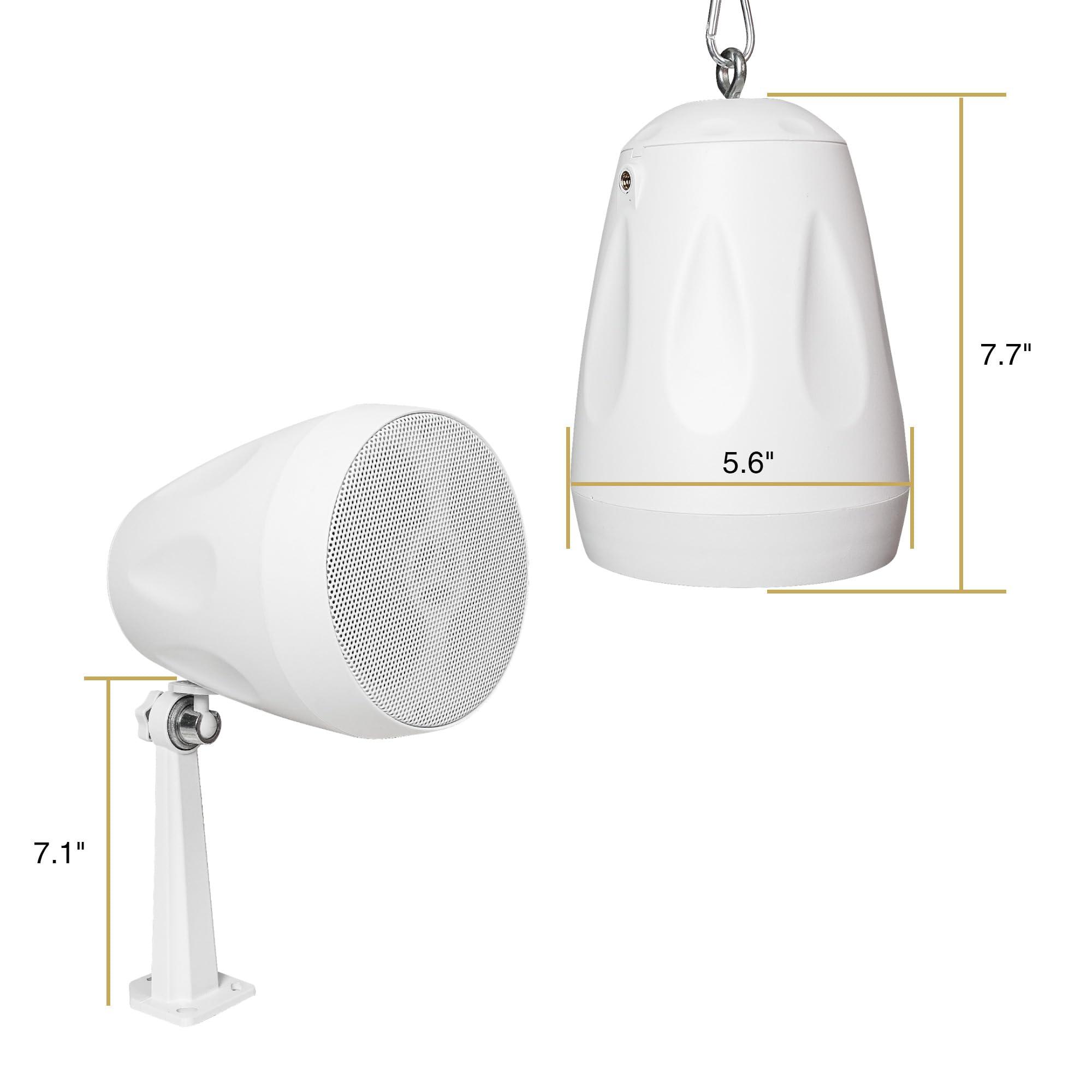 Sound Town Sound Town 2-Pack 4" All-Weather Pendant Speaker, IP66, Wall Mount, Landscape, 70V/100V/8-Ohm, Indoor/Outdoor Commercial Speaker for Home and Commercial Installation, White (STPDS-4W-PAIR)