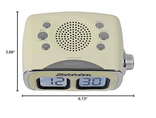 Studebaker Studebaker Large Display LCD AM/FM Retro Clock Radio USB Bluetooth Aux-in Bedroom Kitchen Counter Small Footprint (Cream)