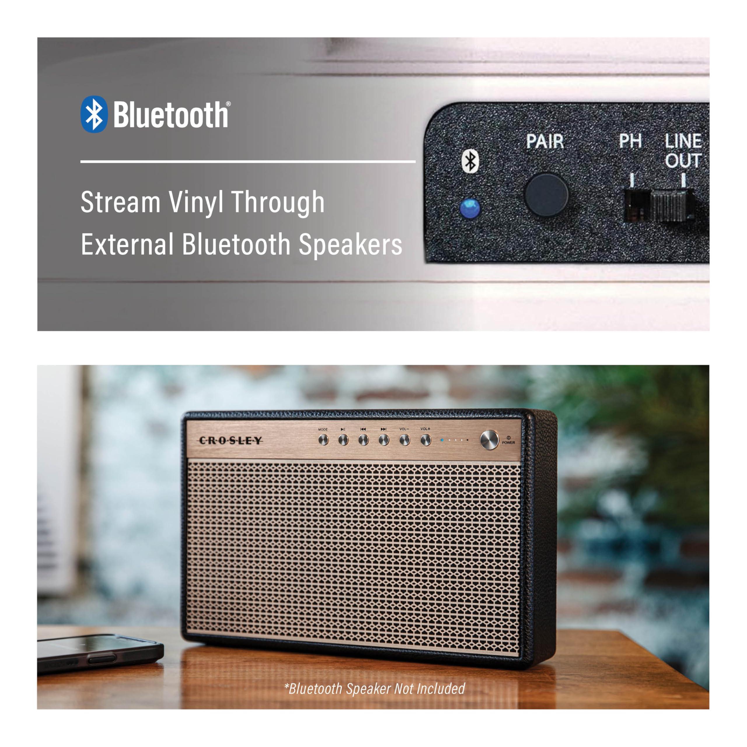 Crosley Crosley T400D-WH Fully Automatic Bluetooth 2-Speed Turntable Record Player with Built-in Preamp, White